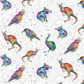 A Splash of Colour - Graphic print of Australian Birds & Animals in Fluro Colours on White