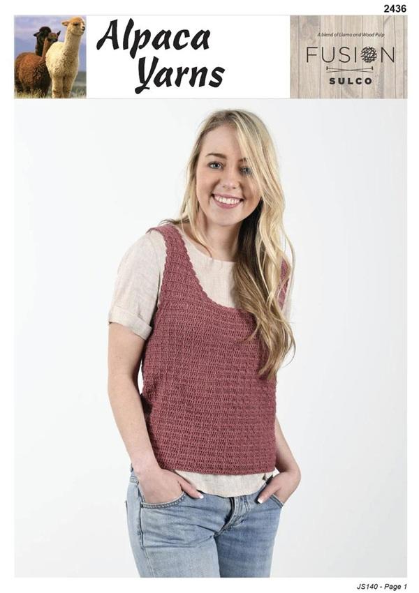 Alpaca Yarns Crochet Pattern 2436 - Ladies Crochet Singlet in 4-Ply / Fingering
