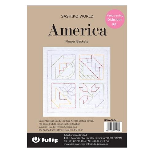 Sashiko World America Flower Baskets pre-printed fabric panel packaging
