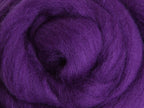 Closeup of New Zealand unspun fibre in colour Amethyst