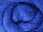 Closeup of New Zealand unspun fibre in colour Blue