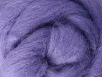 Closeup of New Zealand unspun fibre in colour Lilac