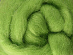 Closeup of New Zealand unspun fibre in colour Lime