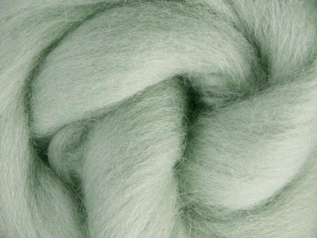 Closeup of New Zealand unspun fibre in colour Mint
