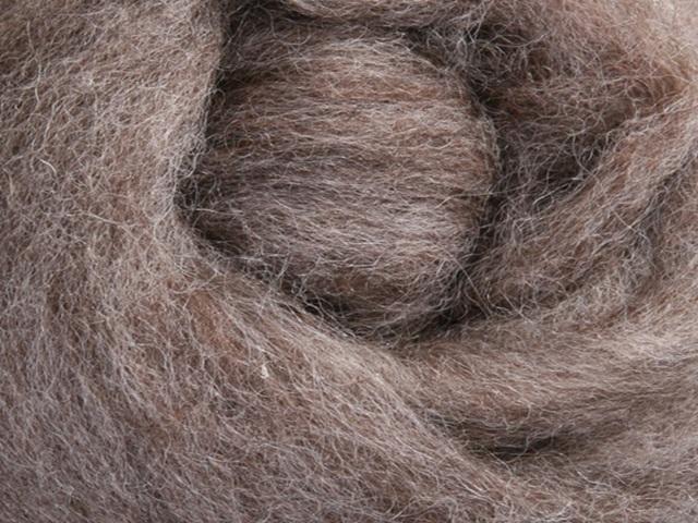 Closeup of New Zealand unspun fibre in colour Natural Medium Undyed