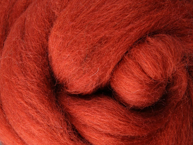 Closeup of New Zealand unspun fibre in colour Nutmeg