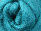 Closeup of New Zealand unspun fibre in colour Spearmint