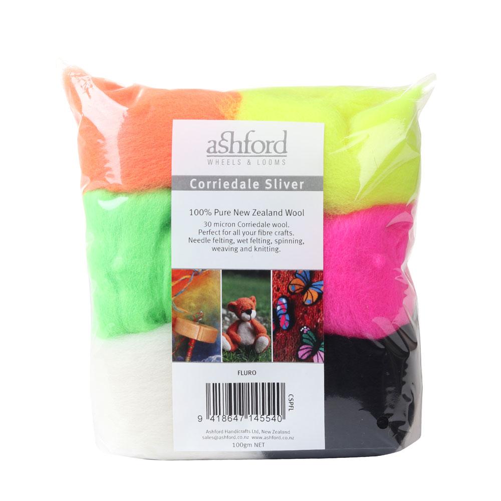 Picture of a sampler pack of New Zealand unspun fibre with a theme of Floro Colours