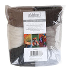 Picture of a sampler pack of New Zealand unspun fibre with a theme of Neutral Colours