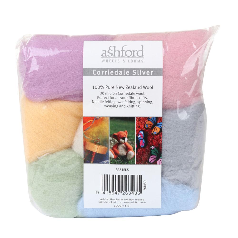 Picture of a sampler pack of New Zealand unspun fibre with a theme of Pastel Colours