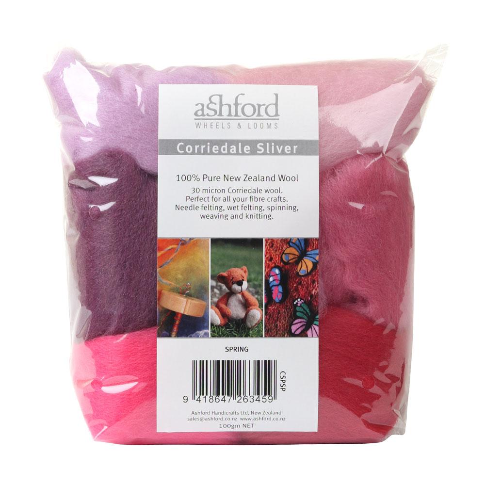 Picture of a sampler pack of New Zealand unspun fibre with a theme of Spring Colours