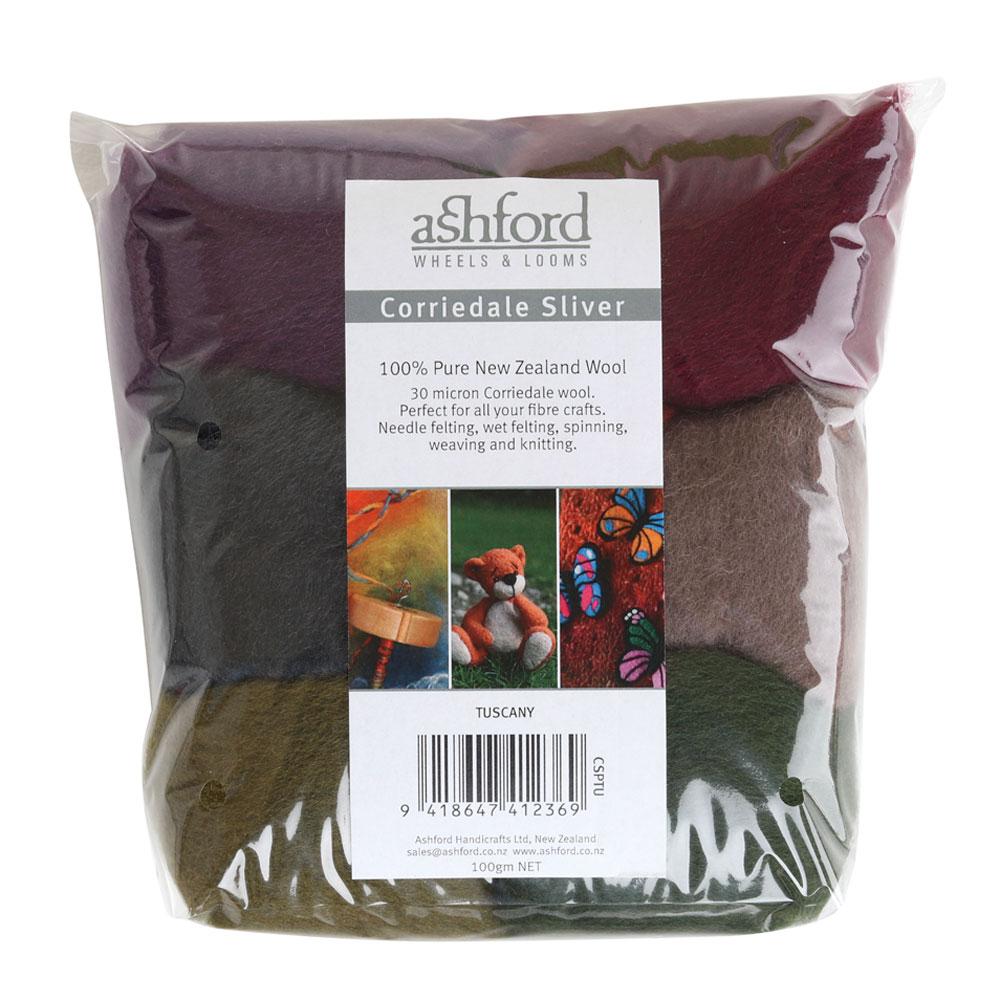 Picture of a sampler pack of New Zealand unspun fibre with a theme of Tuscan Countryside Colours