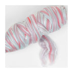 Picture of a batt of New Zealand Merino and Silk unspun fibre dyed in multi-colour pastel pinks and ice blue