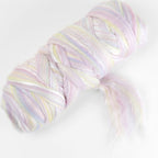 Picture of a batt of New Zealand Merino and Silk unspun fibre dyed in multi-colour light sorbet pinks