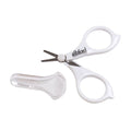 White airplane scissors with a clear guard on a white background, branded 'Ashford'.