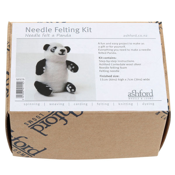 Boxed needle felting kit with a panda design on the label, featuring Ashford branding.