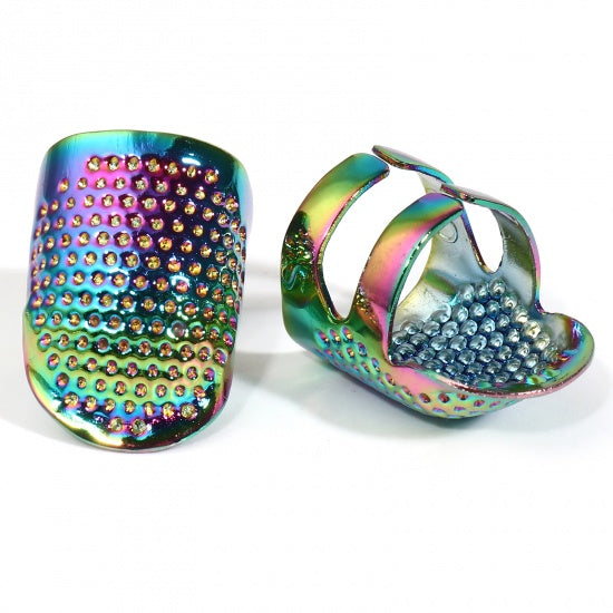 Thimbles - Rainbow Copper Thimbles with open end and adjustable sizing