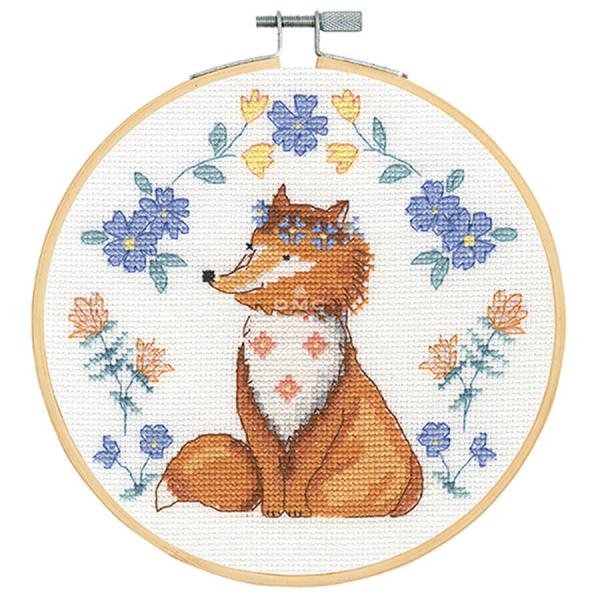 DMC Counted Cross Stitch Kit - Folk Fox (includes hoop!)