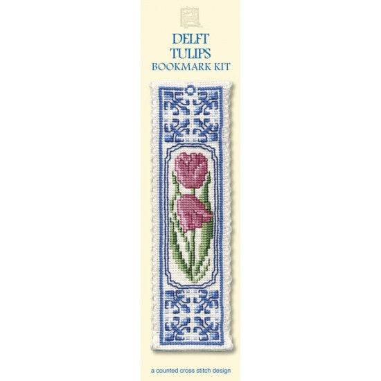 British Textile Heritage Cross-stitch Bookmark kit - Delft Tulips