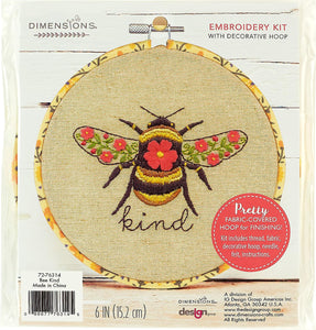 Dimensions Learn a Craft Embroidery Kit - Bee Kind, includes Hoop!