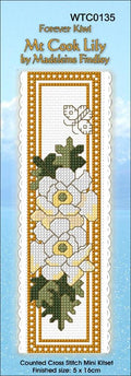 New Zealand designed Cross-stitch bookmark with Mt Cook Lillies.