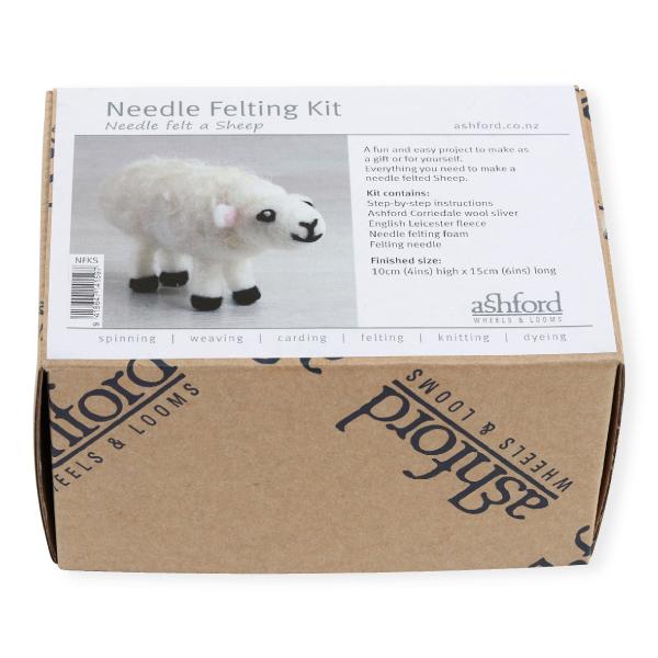 Boxed needle felting kit with a sheep illustration on the label