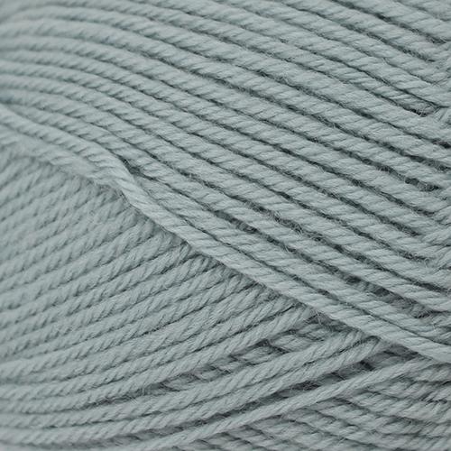 Close-up of light blue yarn with a slight sheen