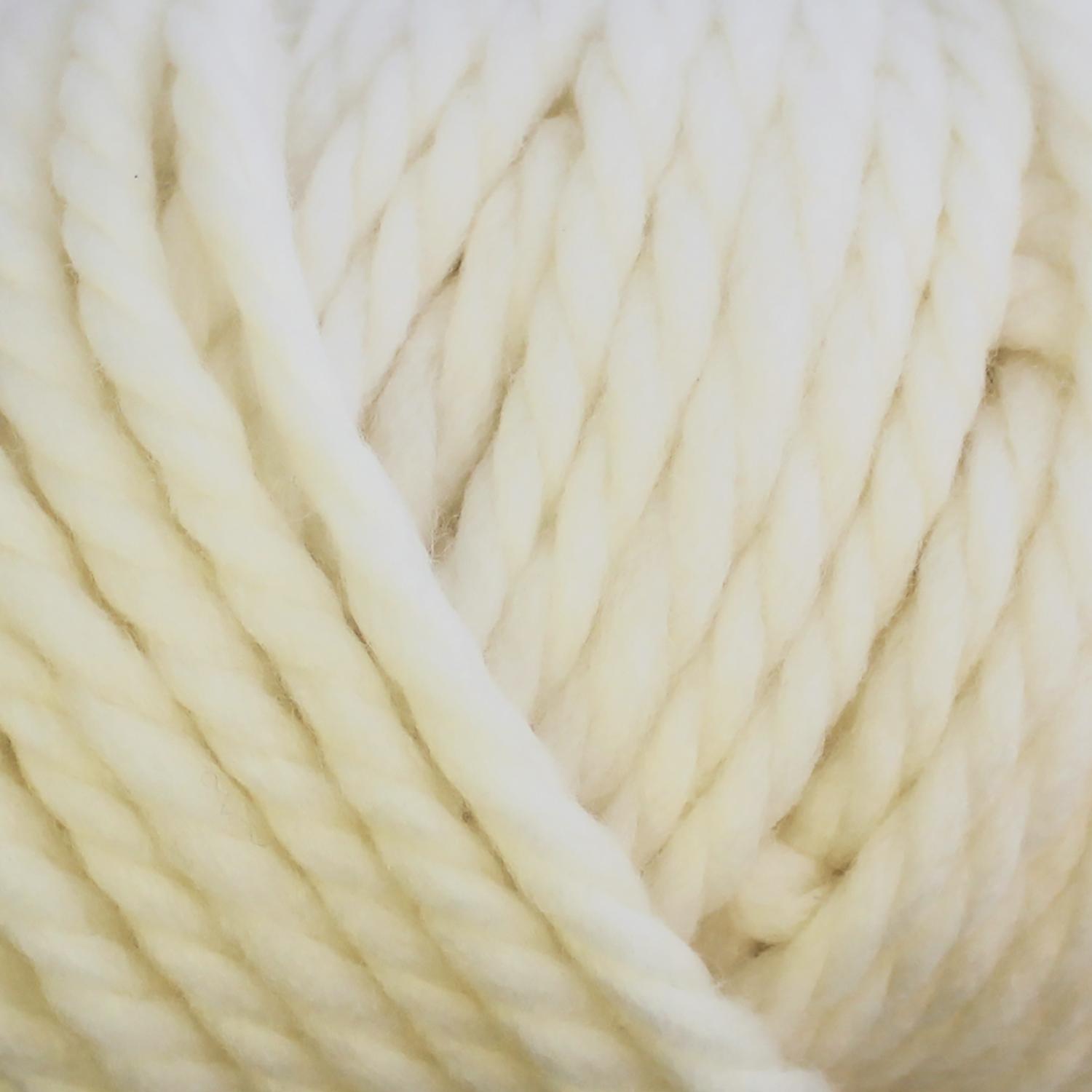 Close-up of off-white chunky merino yarn