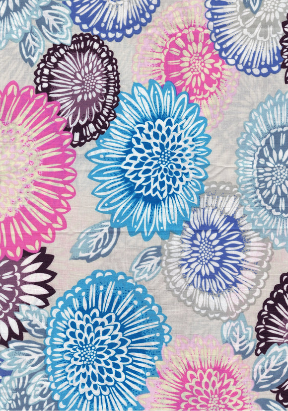 Kaffe Fassett Vintage Fabrics - Graphic Flowers in Pinks, Browns & Blues on Beige