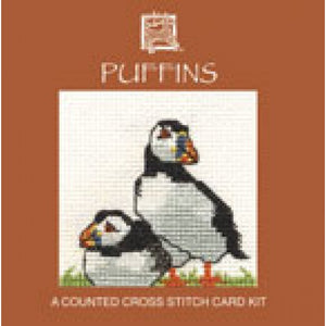 British Textile Heritage Cross-stitch Mini Card kit - Puffins