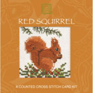 British Textile Heritage Cross-stitch Mini Card kit - Red Squirrel