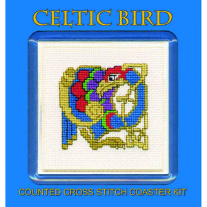 British Textile Heritage Cross-stitch Coaster kit - Celtic Bird