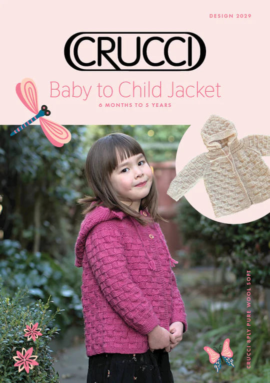 Crucci Knitting Pattern 2029  - Childs Textured Hoodie Block Pullover in 8-ply / DK for ages 6 months to 5 years