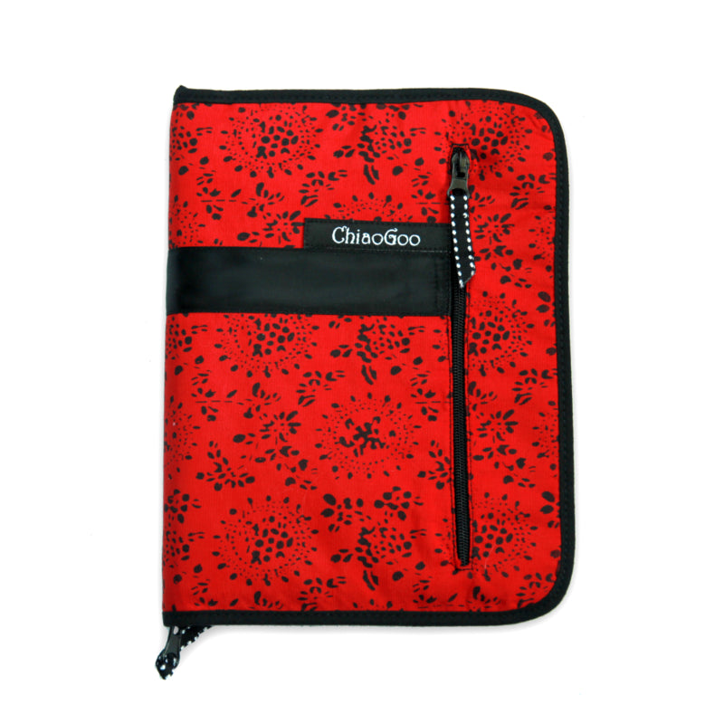 Red case with black speckle pattern and zipper, featuring the brand 'ChiaoGoo'.