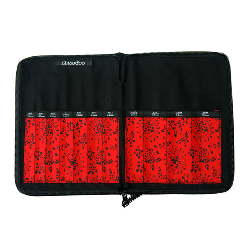 Black case with red interior featuring floral patterns, ChiaoGoo branding visible.