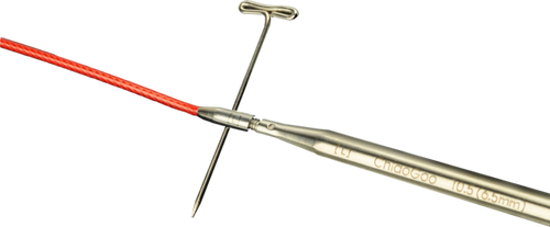 Close up of ChiaoGoo Twist cable connection and key.