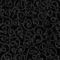 A Quilt fabric featuring a Christmas-themed design with silver and black swirls on an onyx background.