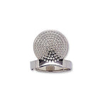 Close up of Clover Sashiko ring thimble on white background
