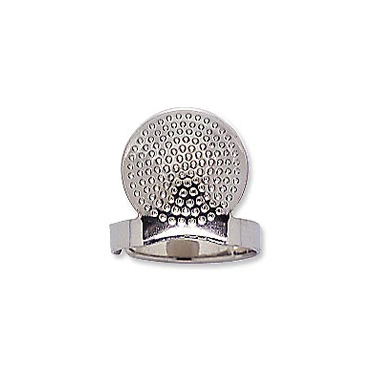 Close up of Clover Sashiko ring thimble on white background