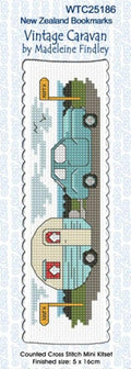 New Zealand designed Cross-stitch bookmark with a Vintage Caravan.