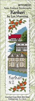 New Zealand designed Cross-stitch bookmark with Kerikeri motifs.