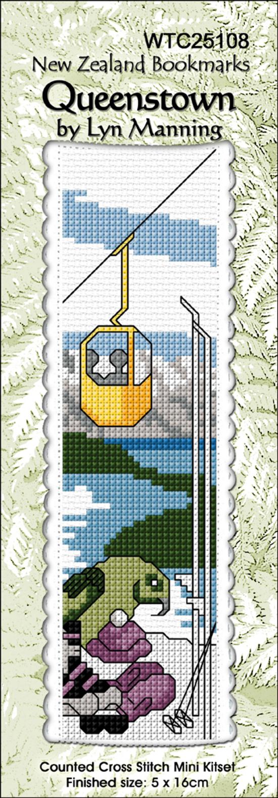 Cross-stitch bookmark kit for 'Queenstown' by Lyn Manning with a scenic design.
