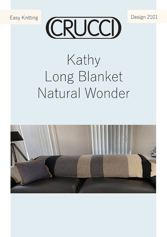 Crucci Knitting Pattern 2101  - Kathy Striped Long Blanket in Super Chunky Yarn