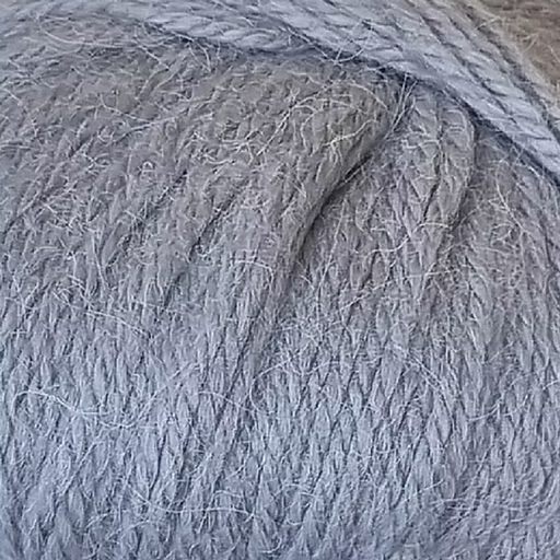 Close-up of grey-blue yarn with alpaca and merino