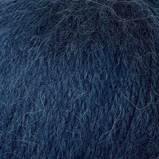 Close-up of dark blue yarn with alpaca and merino