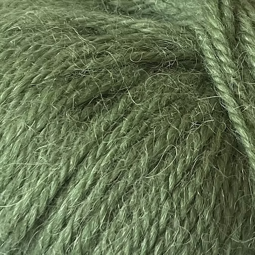 Close-up of green yarn with alpaca and merino