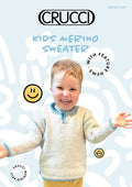 A child wearing a beige knitted pullover with a V-neck collar.