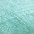 Close-up of aqua blue colored yarn with a fluffy mohair texture