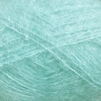 Close-up of aqua blue colored yarn with a fluffy mohair texture