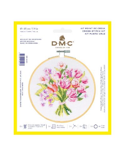 DMC Counted Cross Stitch Kit - Spring Bouquet  (includes hoop!)